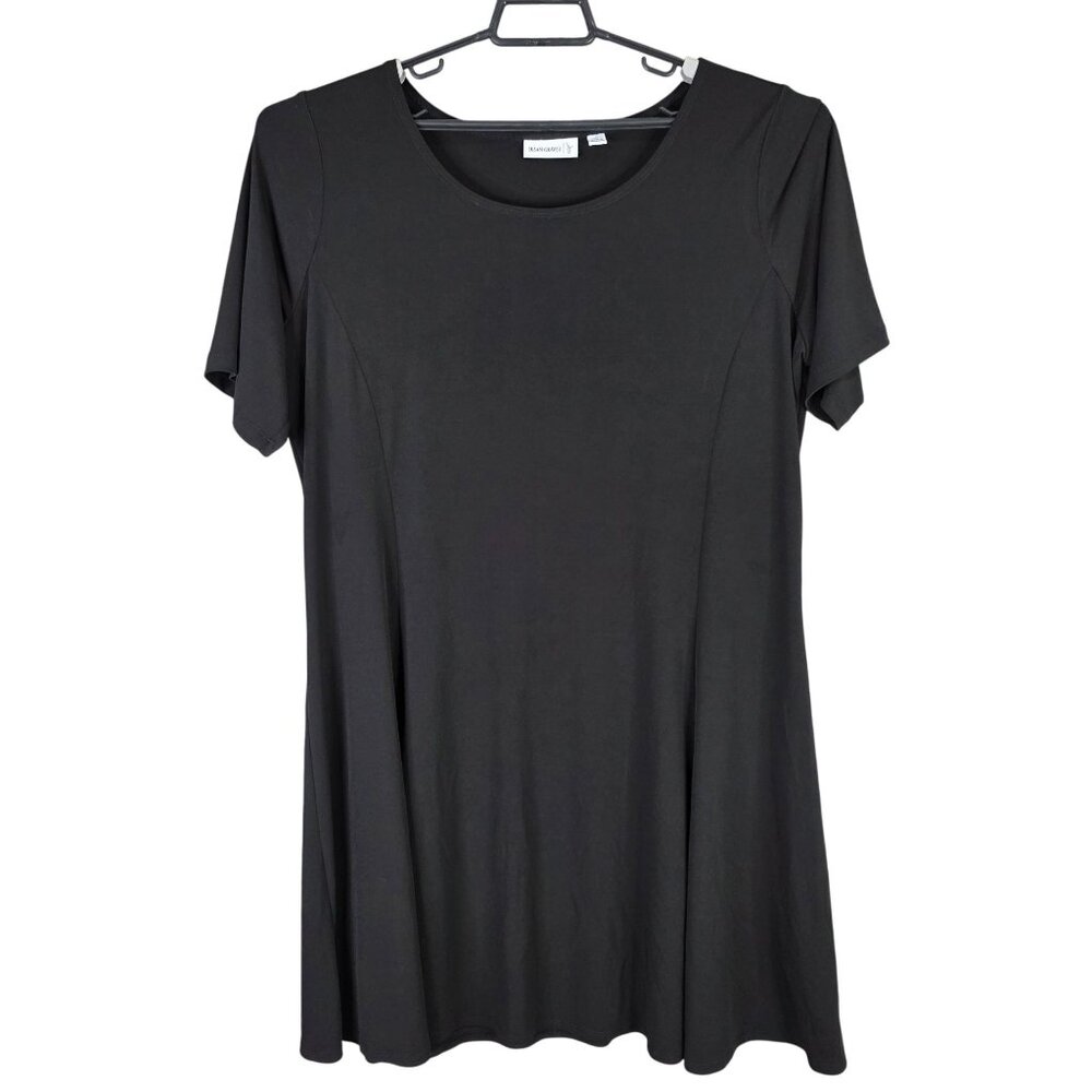 Womens Susan Graver Black Tunic Dress Short Sleeve Polyester Spandex Size 1X